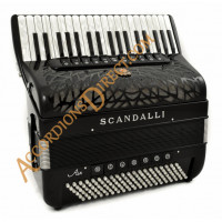 Scandalli Air III T 37 key 120 bass 4 voice musette tuned black piano accordion with double tone chamber.  Midi expansion available.